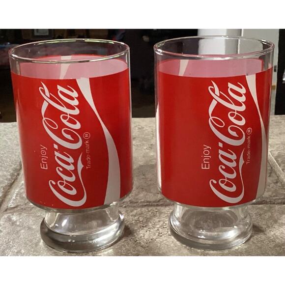 Set of 2 ~ Enjoy Coca-Cola Coke Drinking Glasses - Picture 1 of 8